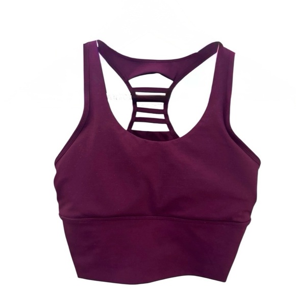 Women's Burgundy Strappy Sports Bra - Picture 1 of 3